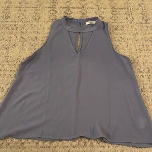 Lush Periwinkle Blue V-Neck Blouse with Keyhole Back Chic and Versatile